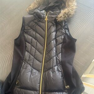 Michael Kors Black Puffer Vest with Gold Logo